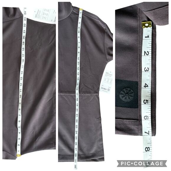 ATHLETA ALLURE CINCH Sweatshirt Grey Medium Cinch Waist Funnel Neck Tunic NEW - Picture 5 of 7